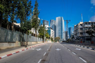 Tel Aviv, İsrail, 10 Şubat 2024 Tel Aviv, sembolik bir şehir. Tel Aviv modern ve geleneksel binaları ile dünyanın en canlı şehirlerinden biridir.