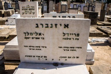 Tel Aviv, İsrail, 26 Şubat 2024 Trumpeldor Mezarlığı, Tel Aviv 'de bulunan tarihi bir mezarlıktır. Mezarlıkta yaklaşık 5000 mezar var.