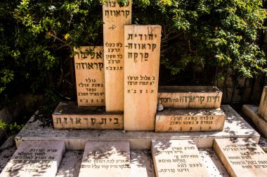 Tel Aviv, İsrail, 26 Şubat 2024 Trumpeldor Mezarlığı, Tel Aviv 'de bulunan tarihi bir mezarlıktır. Mezarlıkta yaklaşık 5000 mezar var.