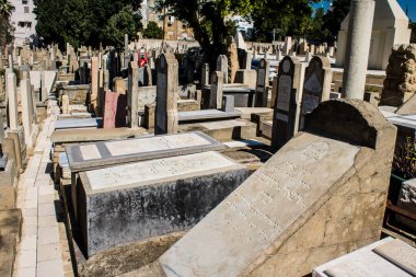 Tel Aviv, İsrail, 26 Şubat 2024 Trumpeldor Mezarlığı, Tel Aviv 'de bulunan tarihi bir mezarlıktır. Mezarlıkta yaklaşık 5000 mezar var.