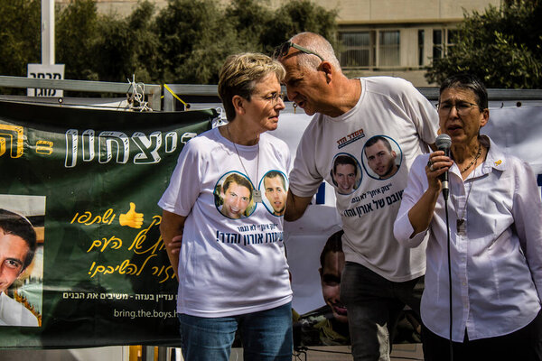 Tel Aviv, Israel, March 1, 2024 Israeli demonstration at Hostages Square in memory of the 136 hostages still in captivity in Gaza. Daily gatherings are organized to support the families