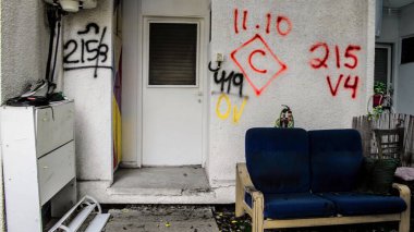 Kibbutz Kfar Aza, İsrail, 29 Ocak 2024 Kibbutz Kfar Aza 'daki evler otomatik silahlardan çok sayıda isabet aldı ya da ateşe verildi. Onlar hala insanlığa karşı suç mahalli olarak kabul ediliyor.