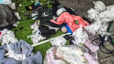 Kibbutz Kfar Aza, İsrail, 29 Ocak 2024 Kibbutz Kfar Aza 'daki evler otomatik silahlardan çok sayıda isabet aldı ya da ateşe verildi. Onlar hala insanlığa karşı suç mahalli olarak kabul ediliyor.