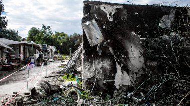 Kibbutz Kfar Aza, İsrail, 29 Ocak 2024 Kibbutz Kfar Aza 'daki evler otomatik silahlardan çok sayıda isabet aldı ya da ateşe verildi. Onlar hala insanlığa karşı suç mahalli olarak kabul ediliyor.