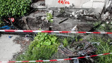 Kibbutz Kfar Aza, İsrail, 29 Ocak 2024 Kibbutz Kfar Aza 'daki evler otomatik silahlardan çok sayıda isabet aldı ya da ateşe verildi. Onlar hala insanlığa karşı suç mahalli olarak kabul ediliyor.