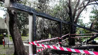 Kibbutz Kfar Aza, İsrail, 29 Ocak 2024 Kibbutz Kfar Aza 'daki evler otomatik silahlardan çok sayıda isabet aldı ya da ateşe verildi. Onlar hala insanlığa karşı suç mahalli olarak kabul ediliyor.