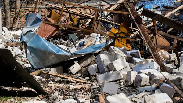 Debris Vid Foten Byggnad Skador Artilleri Kherson Stad Staden Kherson — Stockfoto