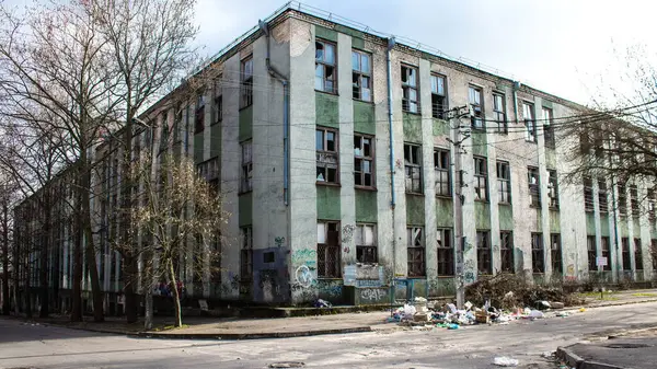Byggnadsskador Genom Hantverk Kherson City Staden Kherson Ständigt Ryskt Bombardemang — Stockfoto