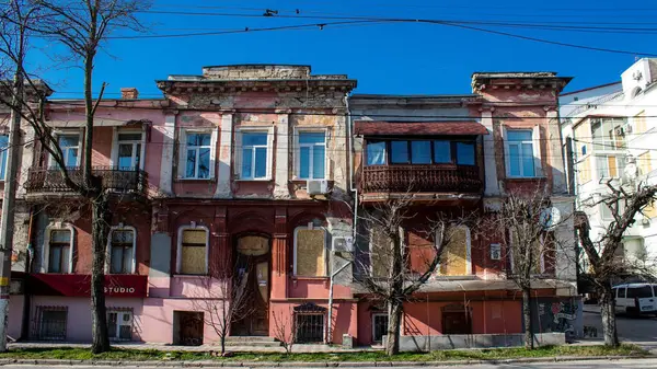 Cityscape Fațada Clădirii Din Orașul Kherson Orașul Kherson Este Mod — Fotografie, imagine de stoc
