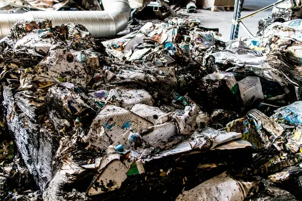 Kharkiv, Ukrayna, 4 Haziran 2024, yanmış kitaplara yakın. 23 Mayıs 'ta meydana gelen büyük bir Rus roket saldırısının ardından hasar gören Faktor-Druk matbaasında 50.000' den fazla kitap imha edildi..