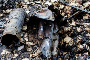 Kharkiv, Ukrayna, 4 Haziran 2024 Faktor-Druk matbaası 23 Mayıs 'taki büyük roket saldırısı sonrasında hasar gördü. Rus füzeleri yedi kişiyi öldürdü ve 50.000 'den fazla kitap yok edildi..