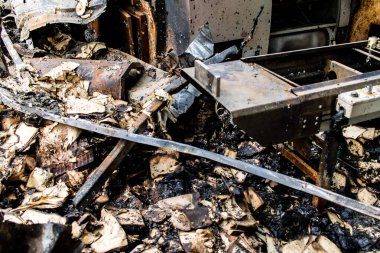 Kharkiv, Ukrayna, 4 Haziran 2024 Faktor-Druk matbaası 23 Mayıs 'taki büyük roket saldırısı sonrasında hasar gördü. Rus füzeleri yedi kişiyi öldürdü ve 50.000 'den fazla kitap yok edildi..