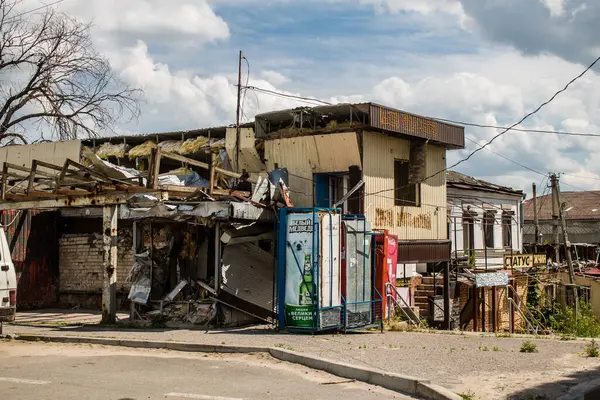 Kupiansk, Ukrayna, 24 Haziran 2024 Kupiansk şehri savaş bölgesinde. Şehir, Rus bombardımanı ile daha sert darbe aldı. Sivil altyapı Rus ordusunun olağan hedefi..