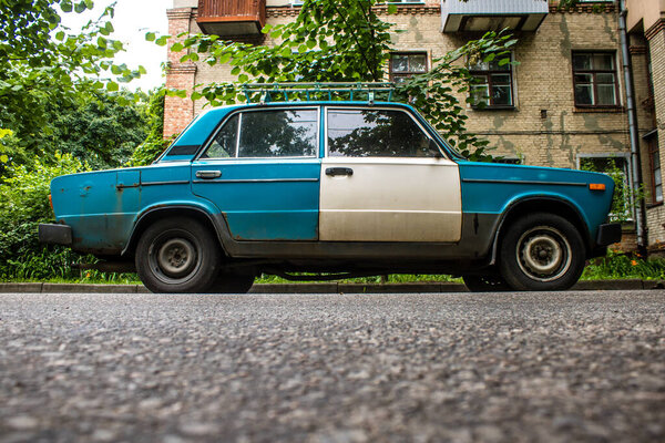 Kharkiv, Ukraine, June 26 2024 Lada car parked in the streets of Kharkiv. In the Soviet era, Lada cars were popular in Eastern European countries, as they were relatively affordable and reliable