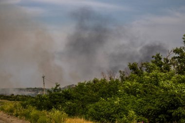 Donbass, Ukrayna, 6 Temmuz 2024 Ukrayna ve Rus silahlı kuvvetleri arasındaki gri bölgede. Tampon bölge tehlikeli ve bölgede öfke ile mücadele ediliyor. Bombalamalar yoğun..