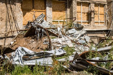 Kramatorsk, Ukrayna, 6 Temmuz 2024. Kramatorsk 'ta popüler bir restoran Haziran 2023' te bir Rus Iskander füzesiyle vuruldu.