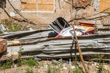 Kramatorsk, Ukrayna, 6 Temmuz 2024. Kramatorsk 'ta popüler bir restoran Haziran 2023' te bir Rus Iskander füzesiyle vuruldu.