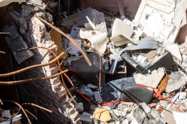 Kramatorsk, Ukrayna, 6 Temmuz 2024. Kramatorsk 'ta popüler bir restoran Haziran 2023' te bir Rus Iskander füzesiyle vuruldu.