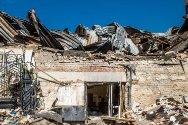 Kramatorsk, Ukrayna, 6 Temmuz 2024. Kramatorsk 'ta popüler bir restoran Haziran 2023' te bir Rus Iskander füzesiyle vuruldu.