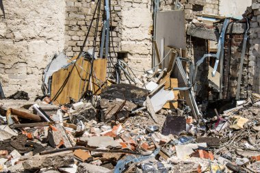 Kramatorsk, Ukrayna, 6 Temmuz 2024. Kramatorsk 'ta popüler bir restoran Haziran 2023' te bir Rus Iskander füzesiyle vuruldu.