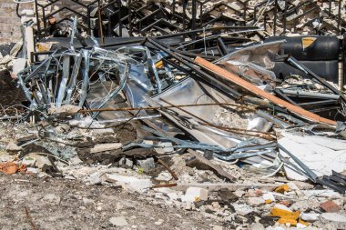 Kramatorsk, Ukrayna, 6 Temmuz 2024. Kramatorsk 'ta popüler bir restoran Haziran 2023' te bir Rus Iskander füzesiyle vuruldu.