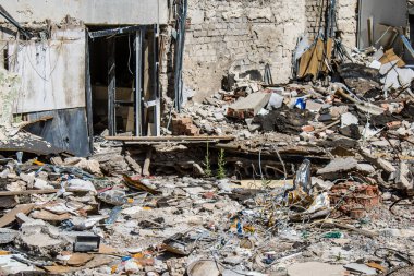 Kramatorsk, Ukrayna, 6 Temmuz 2024. Kramatorsk 'ta popüler bir restoran Haziran 2023' te bir Rus Iskander füzesiyle vuruldu.