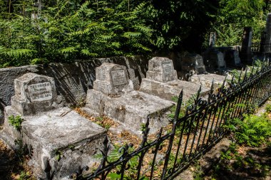 Odesa, Ukrayna, 13 Ağustos 2024 İkinci Hristiyan Mezarlığı. Bunlar geçen yüzyılın ünlü Odesa sakinlerinin ve figürlerinin mezarları. Bazı anıtlar gerçek sanat eserleridir..