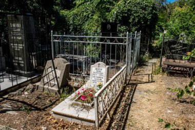 Odesa, Ukrayna, 13 Ağustos 2024 İkinci Hristiyan Mezarlığı. Bunlar geçen yüzyılın ünlü Odesa sakinlerinin ve figürlerinin mezarları. Bazı anıtlar gerçek sanat eserleridir..
