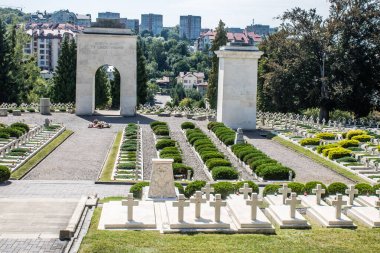 Lviv, Ukrayna, 19 Ağustos 2024 Lviv Askeri Mezarlığı. Ukrayna Galiçya Ordusu Anıtı.