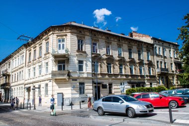 Lviv, Ukrayna, 28 Ağustos 2024 Lviv şehri. Rusya ile savaş sırasında, Lviv binaları Rus füzeleri tarafından tehdit ediliyor ve hedef alınıyordu. Altyapı ve binalar birincil hedeflerdir.