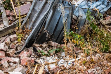 Kharkiv, Ukrayna, 11 Eylül 2024 Kharkiv şehri. Rusya ile savaş sırasında Harkiv binaları füzeler tarafından tehdit ediliyordu. Altyapı ve binalar birincil hedeflerdir.