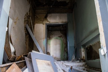 Kharkiv, Ukrayna, 11 Eylül 2024 Kharkiv şehri. Rusya ile savaş sırasında Harkiv binaları füzeler tarafından tehdit ediliyordu. Altyapı ve binalar birincil hedeflerdir.