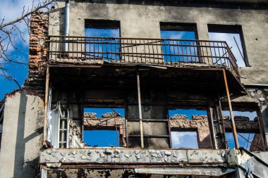 Kharkiv, Ukrayna, 11 Eylül 2024 Kharkiv şehri. Rusya ile savaş sırasında Harkiv binaları füzeler tarafından tehdit ediliyordu. Altyapı ve binalar birincil hedeflerdir.