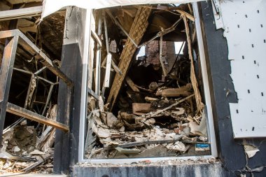 Kharkiv, Ukrayna, 11 Eylül 2024 Kharkiv şehri. Rusya ile savaş sırasında Harkiv binaları füzeler tarafından tehdit ediliyordu. Altyapı ve binalar birincil hedeflerdir.