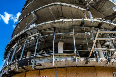 Kharkiv, Ukrayna, 11 Eylül 2024 Kharkiv şehri. Rusya ile savaş sırasında Harkiv binaları füzeler tarafından tehdit ediliyordu. Altyapı ve binalar birincil hedeflerdir.