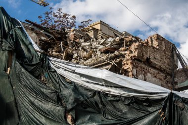 Kharkiv, Ukrayna, 11 Eylül 2024 Kharkiv şehri. Rusya ile savaş sırasında Harkiv binaları füzeler tarafından tehdit ediliyordu. Altyapı ve binalar birincil hedeflerdir.