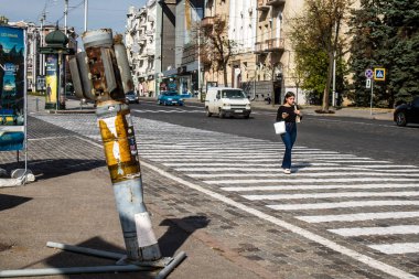 Kharkiv, Ukrayna, 18 Eylül 2024 Kharkiv şehri. Rusya ile savaş sırasında Harkiv binaları füzeler tarafından tehdit ediliyordu. Altyapı ve binalar birincil hedeflerdir.