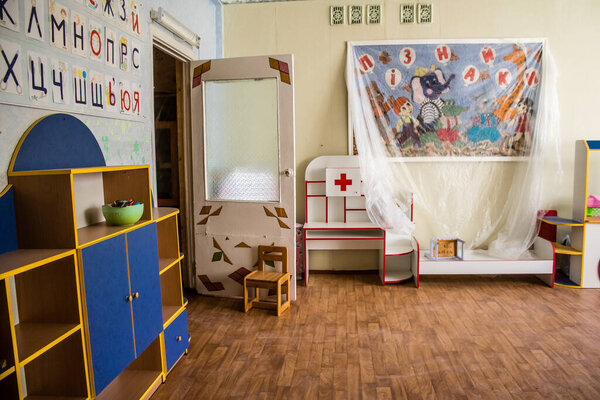 Kharkiv, Ukraine, September 22, 2024 Aftermath of the Russian attack on a elementary school in the Shevchenkivsky district. The explosion threw fragments of glass and metal causing significant damage.