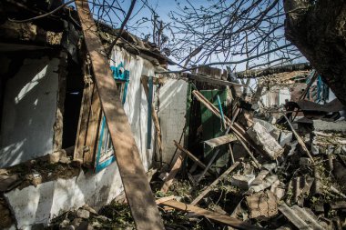 Borivska Selyshchna, Ukrayna, 28 Eylül 2024 Borivska Selyshchna şehri. Rusya ile savaş sırasında, Borivska Selyshchna şehri füzeler tarafından tehdit edildi. Altyapı ve binalar birincil hedeflerdir.