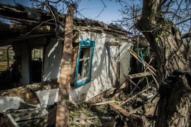 Borivska Selyshchna, Ukrayna, 28 Eylül 2024 Borivska Selyshchna şehri. Rusya ile savaş sırasında, Borivska Selyshchna şehri füzeler tarafından tehdit edildi. Altyapı ve binalar birincil hedeflerdir.