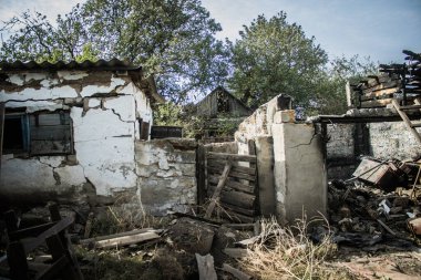 Borivska Selyshchna, Ukrayna, 28 Eylül 2024 Borivska Selyshchna şehri. Rusya ile savaş sırasında, Borivska Selyshchna şehri füzeler tarafından tehdit edildi. Altyapı ve binalar birincil hedeflerdir.