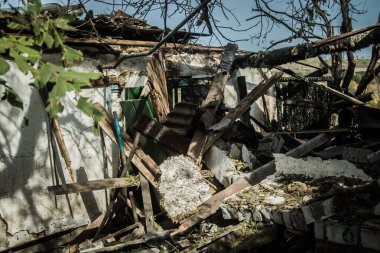Borivska Selyshchna, Ukrayna, 28 Eylül 2024 Borivska Selyshchna şehri. Rusya ile savaş sırasında, Borivska Selyshchna şehri füzeler tarafından tehdit edildi. Altyapı ve binalar birincil hedeflerdir.