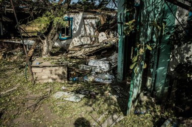 Borivska Selyshchna, Ukrayna, 28 Eylül 2024 Borivska Selyshchna şehri. Rusya ile savaş sırasında, Borivska Selyshchna şehri füzeler tarafından tehdit edildi. Altyapı ve binalar birincil hedeflerdir.