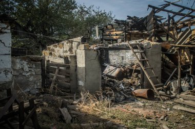 Borivska Selyshchna, Ukrayna, 28 Eylül 2024 Borivska Selyshchna şehri. Rusya ile savaş sırasında, Borivska Selyshchna şehri füzeler tarafından tehdit edildi. Altyapı ve binalar birincil hedeflerdir.
