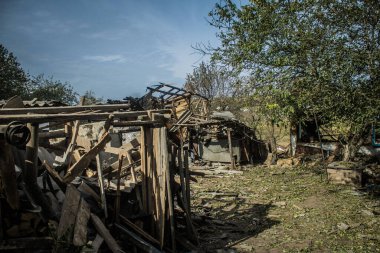 Borivska Selyshchna, Ukrayna, 28 Eylül 2024 Borivska Selyshchna şehri. Rusya ile savaş sırasında, Borivska Selyshchna şehri füzeler tarafından tehdit edildi. Altyapı ve binalar birincil hedeflerdir.