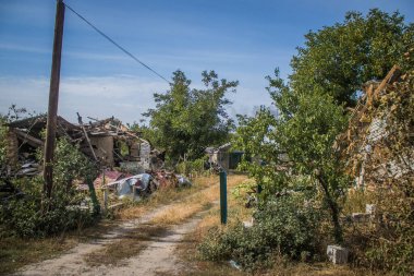 Borivska Selyshchna, Ukrayna, 28 Eylül 2024 Borivska Selyshchna şehri. Rusya ile savaş sırasında, Borivska Selyshchna şehri füzeler tarafından tehdit edildi. Altyapı ve binalar birincil hedeflerdir.