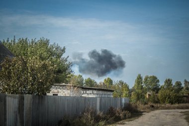 Borova, Ukrayna, 28 Eylül 2024 Borova şehri. Rusya ile savaş sırasında, Borova şehri füzeler tarafından tehdit edildi. Altyapı ve binalar birincil hedeflerdir.