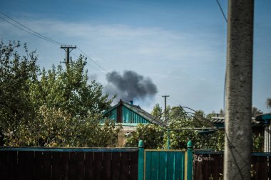Borova, Ukrayna, 28 Eylül 2024 Borova şehri. Rusya ile savaş sırasında, Borova şehri füzeler tarafından tehdit edildi. Altyapı ve binalar birincil hedeflerdir.