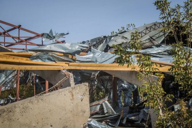 Borivska Selyshchna, Ukrayna, 28 Eylül 2024 Borivska Selyshchna şehri. Rusya ile savaş sırasında, Borivska Selyshchna şehri füzeler tarafından tehdit edildi. Altyapı ve binalar birincil hedeflerdir.