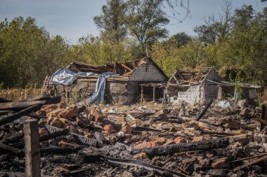Borivska Selyshchna, Ukrayna, 28 Eylül 2024 Borivska Selyshchna şehri. Rusya ile savaş sırasında, Borivska Selyshchna şehri füzeler tarafından tehdit edildi. Altyapı ve binalar birincil hedeflerdir.